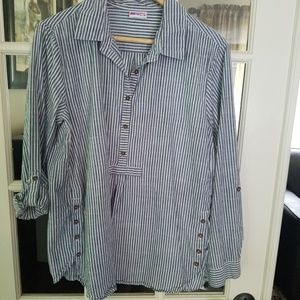 Blue and White Striped Casual Shirt